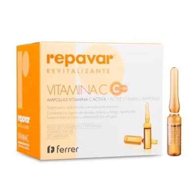 Image de Repavar Revitalisant Soin Actif à la Vitamine C pour le Visage Prévient Vieillissement Traitement Intensif Raffermissant et 20 ampoules de 1 ml