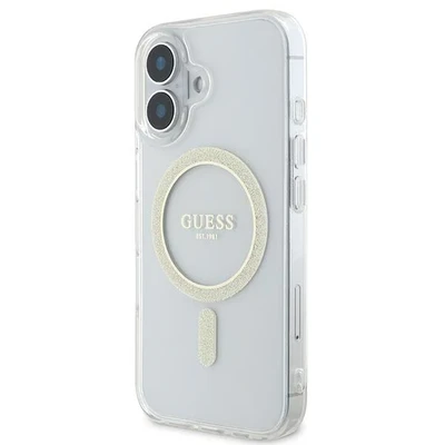 Image de Étui Guess pour iPhone 16 6.1 transparent étui rigide IML Glitter Circle MagSafe Neuf