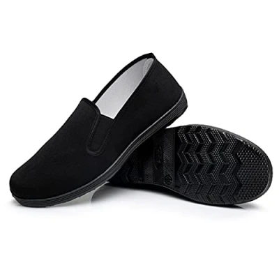 Image de Chinois Kung Fu Pantoufles Toile Arts Martiaux Tai Chi Chaussures Semelle en Caoutchouc Unisexe Tout Noir Taille EU 40 (250cm)