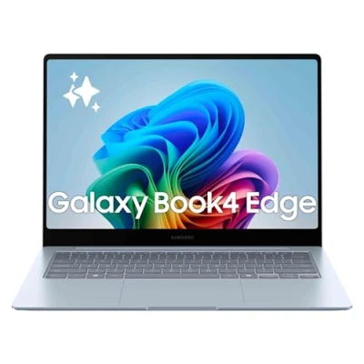 Image de Samsung Galaxy Book4 Edge Ordinateur Portable avec IA 14’’, Copilot+ PC, Snapdragon X Elite X1E 80 100, Mémoire 16 Go, Stockage 512 Gris Glacier