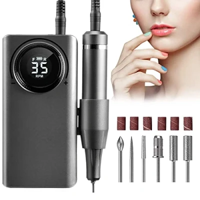 Image de Ponceuse pour Ongles Professionnel Manucure Pédicure Electrique 35000 RPM avec 6 Drill Bits et Affichage de LCD Acrylic Nails Natural Extension Gel Polish Cuticle Salon