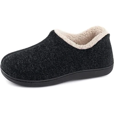 Image de ULTRAIDEAS Chaussons Femme Hiver en Mousse à Mémoire Pantoufles Femmes Chaudes avec Doublure Laine Coton Mélangé Semelle Antidérapante pour Intérieur et Extérieur, Noir, 40 EU