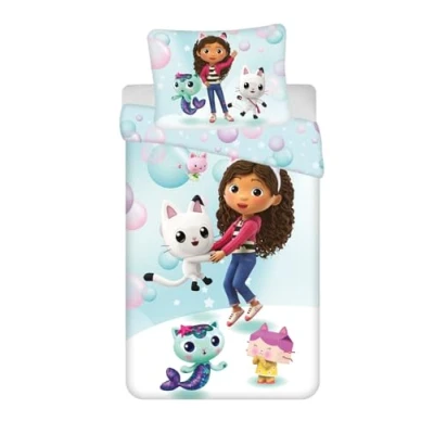Image de Jerry Fabrics Gabby&#039;s Dollhouse Housse de Couette et taie d&#039;oreiller pour lit Simple 140 x 200 cm + 70 90 Certifié Öko Tex en Polyester avec Fermeture éclair