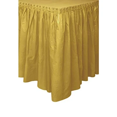 Image de Jupe de table en plastique d&#039;or 73cm x 426 cm
