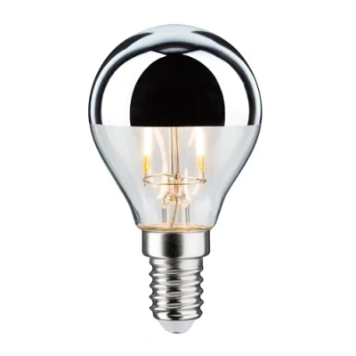 Image de Paulmann 28663 Ampoule LED à Filament en Forme de Goutte 2,6 W Argenté 2700 K Blanc Chaud E14, Plastique, 2 W, Kopfspiegel Silber
