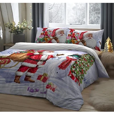 Image de Fusion SAWMI11P1U Parure de lit Motif Père Noël et Neige pour Simple Multicolore