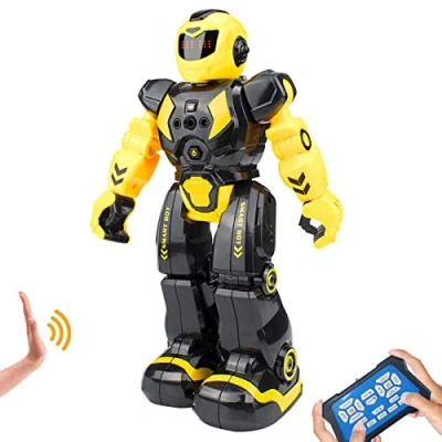 Image de HUSAN Robot Télécommandé pour Les Enfants,Programmable RC avec Danse Chanter Intelligent contrôleur Infrarouge Jouets, détection Geste,Cadeau d&#039;anniversaire de Noël garçons Filles (Jaune)