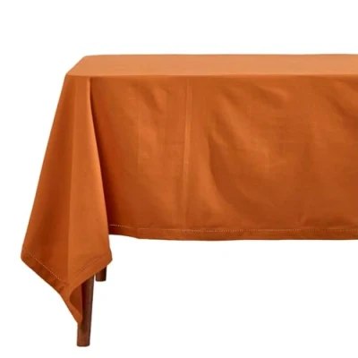 Image de HOMESCAPES Nappe de Table rectangulaire, Linge en Coton uni Terracotta 137 x 228 cm