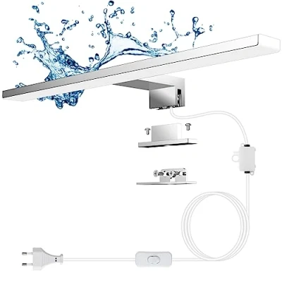 Image de Aourow Lampe Miroir Salle de Bain 10W,400mm 820lm Applique avec Cordon Interrupteur,Blanc Neutre 4000k IP44 Résistant à l&#039;eau Lumiere CLASSE II