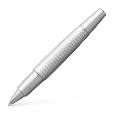 Image de Faber Castell 148675 Roller à encre e motion pure Silver, largeur de trait 0,5 mm, mine noire, emballage cadeau inclus
