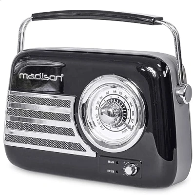 Image de MADISON FREESOUND VR40B Radio vintage de 30W sur batterie longue autonomie avec Bluetooth, USB et FM Noir