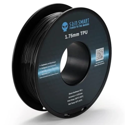 Image de SainSmart Black Flexible TPU 3D Printing Filament, 1.75 mm, 0.8 kg, Dimensional Accuracy +/ 0.05 mm