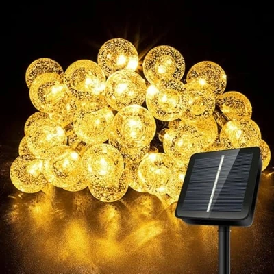 Image de AGOTD Guirlande lumineuse solaire d&#039;extérieur 6M 40LED avec 8 modes IP65 étanche pour jardin, balcon, terrasse, arbres, mariage, fêtes