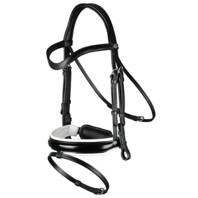 Image de Dyon Bride de dressage Vernie/Doublée Blanc WC Noir