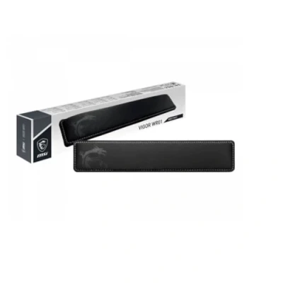 Image de MSI Vigor WR01 Repose Poignet pour Clavier, Cooling Gel &amp; Mousse à Mémoire de Forme, Surface en Ice Silk Lycra Revêtement Antibactérien, Profil Incliné, Base Antidérapante, 432 x 86 25mm