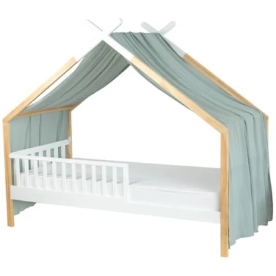 Image de Toile de lit cabane SEVIRA KIDS Vert gris 420 x 140 cm Gaze coton Fabrication française