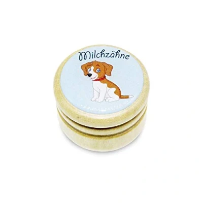 Image de GICO Boîte à dents de lait En bois Avec divers motifs Pour garçons et filles couvercle visser 44 mm (chien)