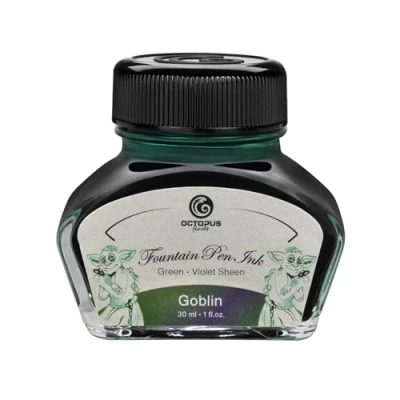 Image de Octopus Fluids Goblin Sheen Ink, Encre pour Stylo Plume dans Un Pot d&#039;encre, Sheen, Vert, 30 ML