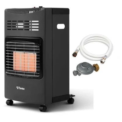 Image de FAVEX Chauffage d&#039;appoint gaz 4200 Pliable Prêt à l&#039;emploi livré avec Tuyau et détendeur Intérieur Brûleur Infrarouge 3 Puissances de Chauffe jusqu&#039;à 40 m²,