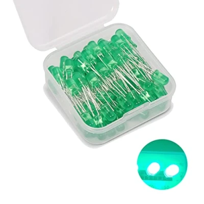 Image de Diodes LED 5mm, diode électroluminescente haute luminosité, multicolore 3V pour le bricolage, les projets scientifiques et composants d&#039;éclairage électronique (Vert 80Pcs)