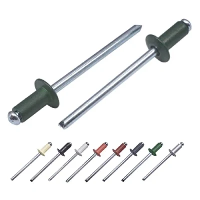 Image de Lot de 100 Rivets aveugles peints 4 x 8 mm Tête bombée DIN 7337 Rivet en aluminium et mandrin acier pop (100, vert chromé RAL 6020)