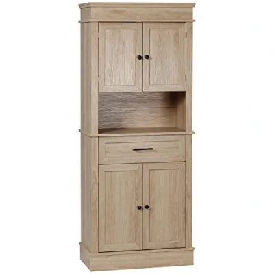 Image de HOMCOM Buffet de Cuisine Armoire Multi rangements 2 placards Portes tiroir Niche MDF Panneaux Particules E1 chêne Clair