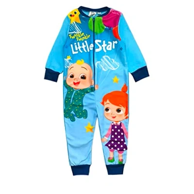 Image de CoComelon, Garçons ou Filles Combinaison, Dors Bien Unisexe, Pyjama Tout en Un, Bleu Clair, Âge 4 5 Ans