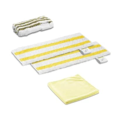 Image de Kärcher Set de chiffons en microfibre pour nettoyeurs à vapeur SC Compatible avec les Kärcher, comprenant 2 sols, 1 chiffon abrasif et anti calcaire