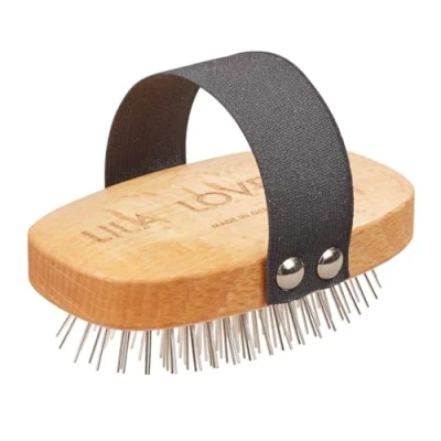 Image de BROSSE à POILS LONGS pour chiens avec dents métalliques arrondies, végan, en bois de hêtre issu forêts gérées durablement, Made in Germany, A LILA LOVES IT