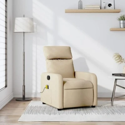 Image de LAPOOH Fauteuil De Massage Inclinable Crème Tissu,Fauteuil Massage,Fauteuil Relaxation,Fauteuil