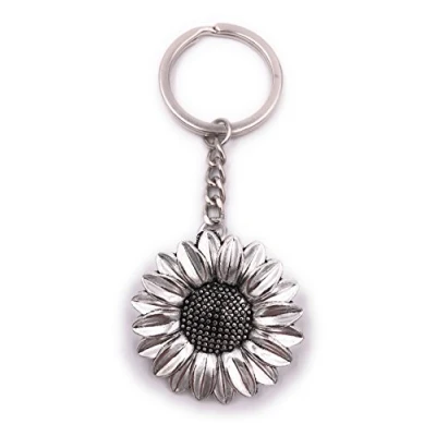 Image de H Customs Porte clés Fleur de Tournesol Pendentif en métal argenté