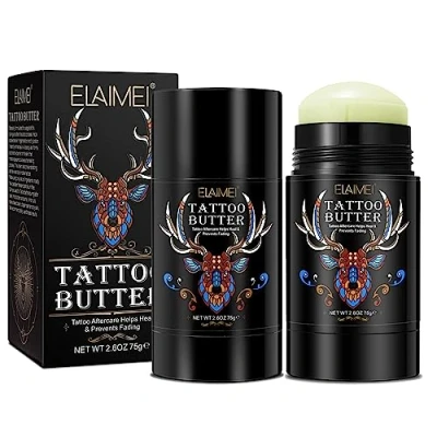 Image de Crème de Tattoo Beurre Tatouage, Baume Tatouage Pour Ancien Nouvel éclaircissant Hydratant Pommade Cicatrisante Soin Vegan 2.6 oz (2PCS)