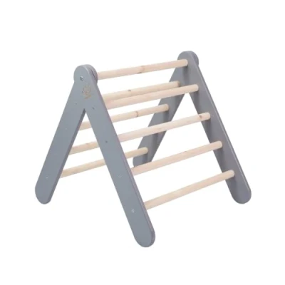 Image de MEOWBABY Triangle d&#039;escalade pour Enfant 59x61cm Montessori Pikler Bébé en Bois, Gris
