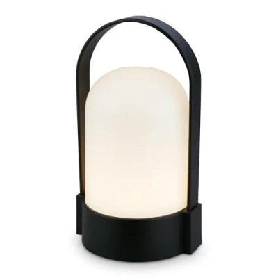 Image de BRILONER lampe de table LED sans fil IP44, tactile, dimmable, batterie remplaçable, chevet, lecture, LED, camping, à batterie, extérieur, 9x8x15,5 cm, noir