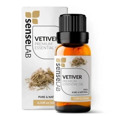 Image de SenseLAB Huile essentielle de vétiver naturelle 100% pure pour diffuseur d&#039;aromathérapie Concentration et apaisement des tensions parfumée (10 ml)
