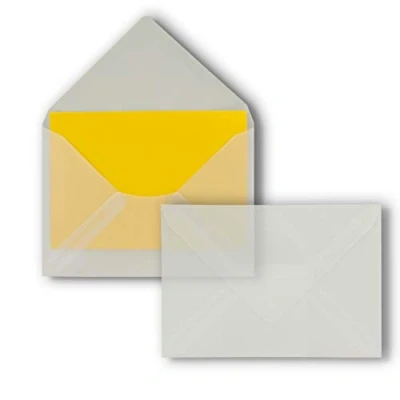 Image de 75x enveloppes C6 couleur: transparent (translucide) 11,4 x 16,2 cm fermeture: gommée pour papier A4, A5, A6 et invitations, salutations lettres