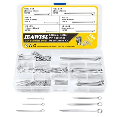 Image de 260 Pièces Coffret de Goupilles Fendues, Fendues Acier Inoxydable, Clips Sécurité à Ressort Verrouillage 6 tailles M1.5 M2 M2.5 M3 M4 M5 Pour Voitures