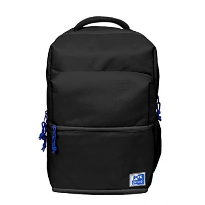 Image de Oxford B Out, Sac à dos scolaire unisexe, 30 L, 42 cm, poche rembourrée pour ordinateur portable, compartiment isotherme, polyester recyclé RPET, Noir, 42x30x15cm, Décontracté
