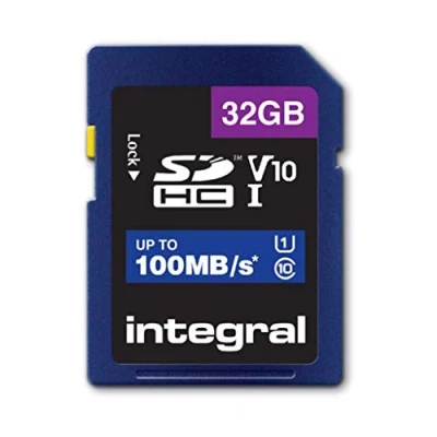 Image de Integral Carte Mémoire 32Go SDHC Haute Vitesse jusqu&#039;à 100MB/s Classe 10, V10, UHS1, U1
