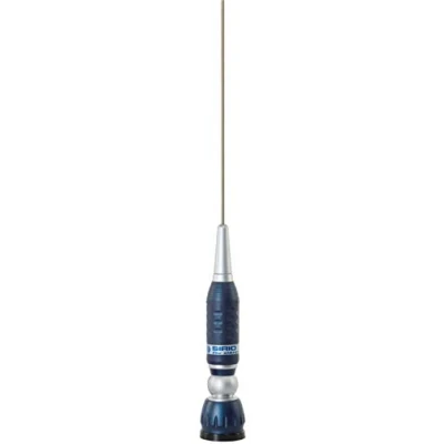 Image de SIRIO antenne Turbo 1000 Blue Line, CB véhicule, fréquence 27 28,5 MHz, Puissance maximale 1 000 W (CW) Short Time, Stylet Inoxydable, inclinable 90 , Hauteur 1,15 m, câble de 4 m fourni