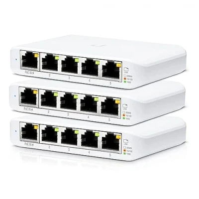 Image de Ubiquiti Networks UniFi Switch Flex Mini (3 pack) Géré Gigabit Ethernet (10/100/1000) Connexion Ethernet, supportant l&#039;alimentation via ce port (PoE) Blanc