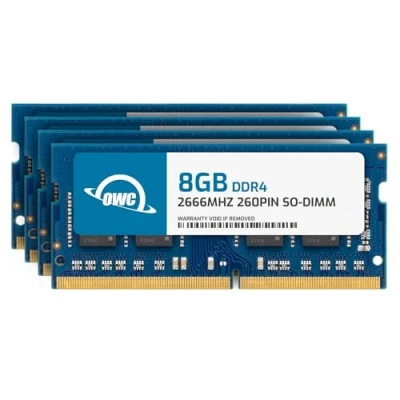 Image de OWC Mémoire RAM So DIMM PC21300 DDR4 2666 MHz 260 Broches 32 Go (4 x 8 Go) Compatible avec Mac Mini 2018, iMac 2019 et supérieur, PC compatibles (OWC2666DDR4S32S)