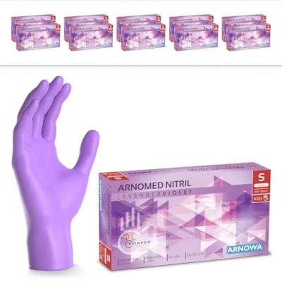 Image de ARNOMED gants jetables violet, nitrile taille S, gant jetable 2000 pièces (20 boîtes), en non poudrés &amp; sans latex, cuisine, a usage unique XS, M, L XL