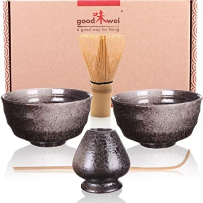 Image de Goodwei Japonaise Ensemble de deux à Thé Matcha avec Chasentate (Goma), Céramique, 2x 180 ml