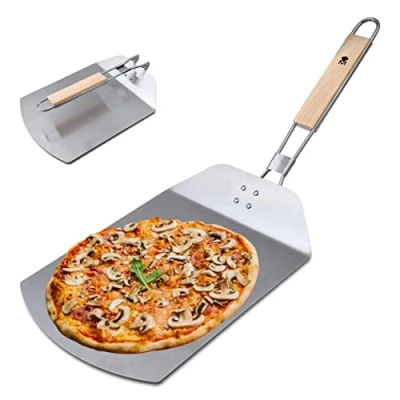 Image de MasterPRO Foodies Pizza four Buide Prise en acier inoxydable Dimensions 57.8x24.3x3,4 cm Mango caoutchouc de couleur bois Extraire vos pizzas