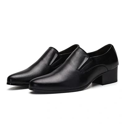 Image de LAZIRO Chaussures en Cuir À Talons Hauts for Hommes De 6 cm Bout Pointu La Mode Augmentent Les 8 (Color : Black [8 Higher], Size 42 EU)