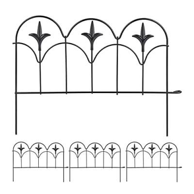 Image de relaxdays Bordure de Jardin à Planter, 4 éléments clôture, HxL : 28,5 x 39 cm, métal, Design Vintage, Robuste, Noir