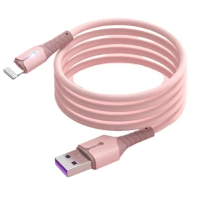 Image de Cable USB Charge Rapide 3A Silicone Rose 2m Pour iPhone 8 / X XR 11 12 13 SE 2022 Little Boutik®