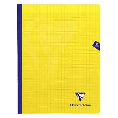 Image de Clairefontaine 349341C Un Cahier Brochure Cousu Fil Mimesys Jaune 24x32 cm 192 Pages Grands Carreaux Papier Blanc 90 g Couverture Polypro
