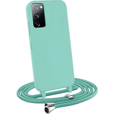 Image de MyGadget Coque Cordon pour Samsung Galaxy S20 FE Cover Bumper Silicone Mat Uni avec Collier Case Tour de Cou Protection Anti Choc Skin &amp; Lanière Vert Menthe